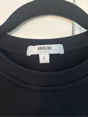 Agolde Black Ribbed Crewneck Sweatshirt